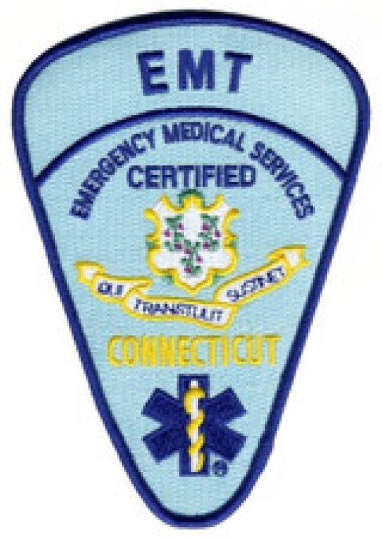 CONNECTICUT CERTIFIED EMERGENCY MEDICAL SERVICES EMT SHOULDER PATCH - SEW ON.
